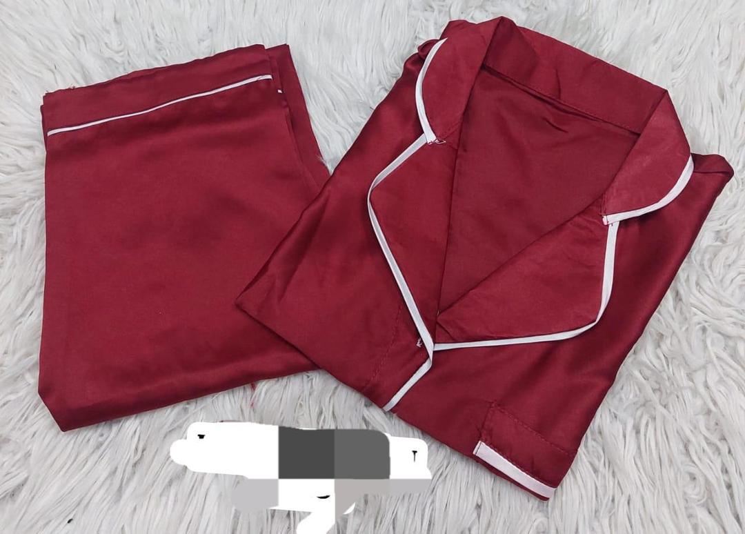 Stylish 2 Pcs Silk Night Suit - Women's Stitched Sleepwear