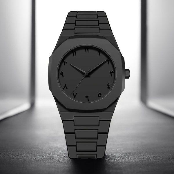 Arabic Aura Analogue Watch - Black , Comes With Box